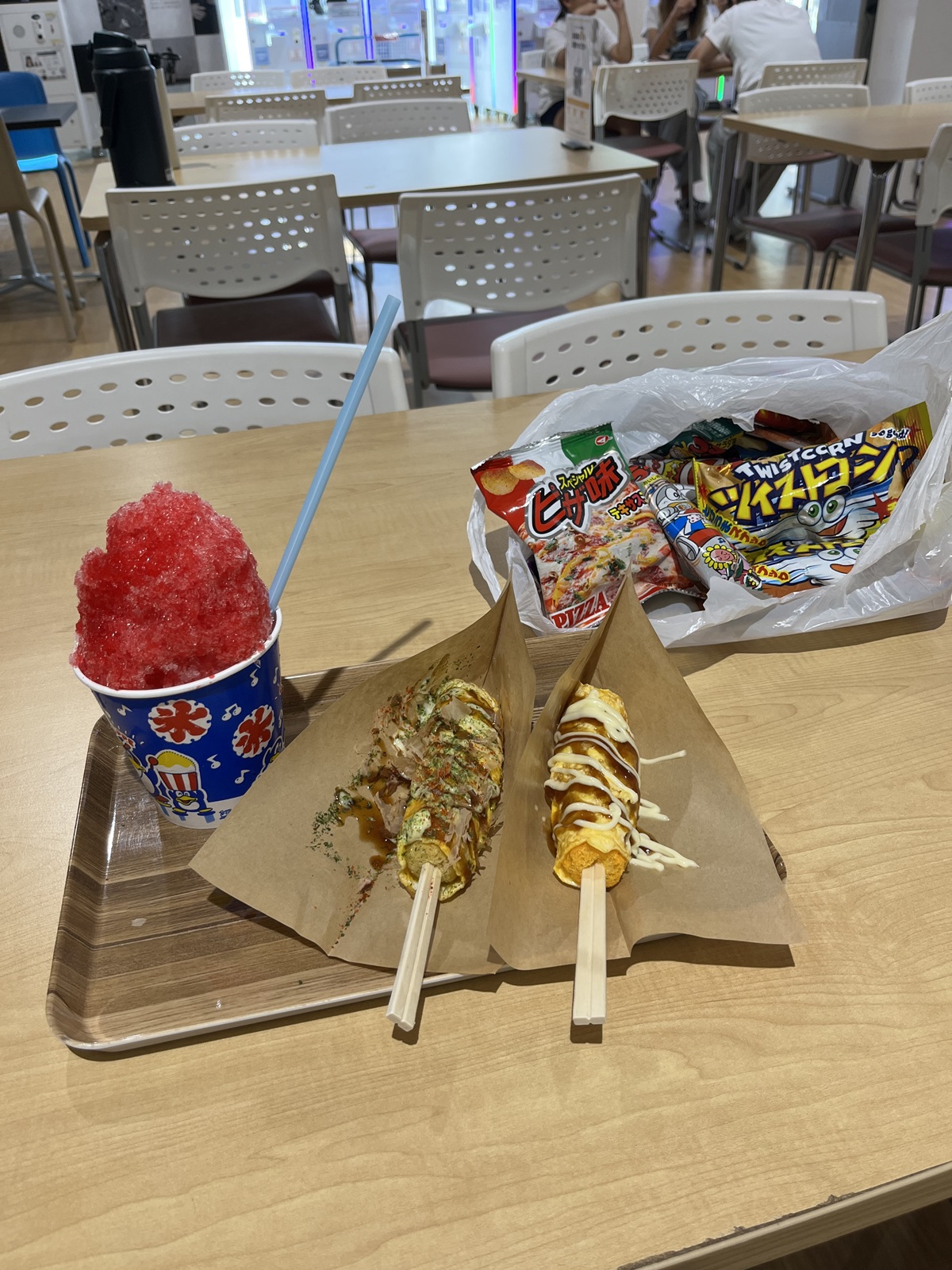 うまい棒の玉子巻きとかき氷